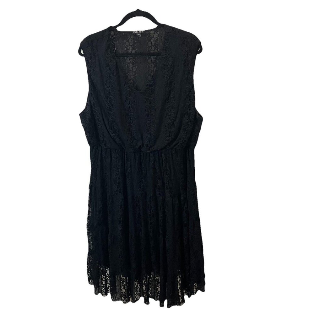 Forever Woman Black Sleeveless Lace Midi Dress Lined Womens Size 3XP Petites